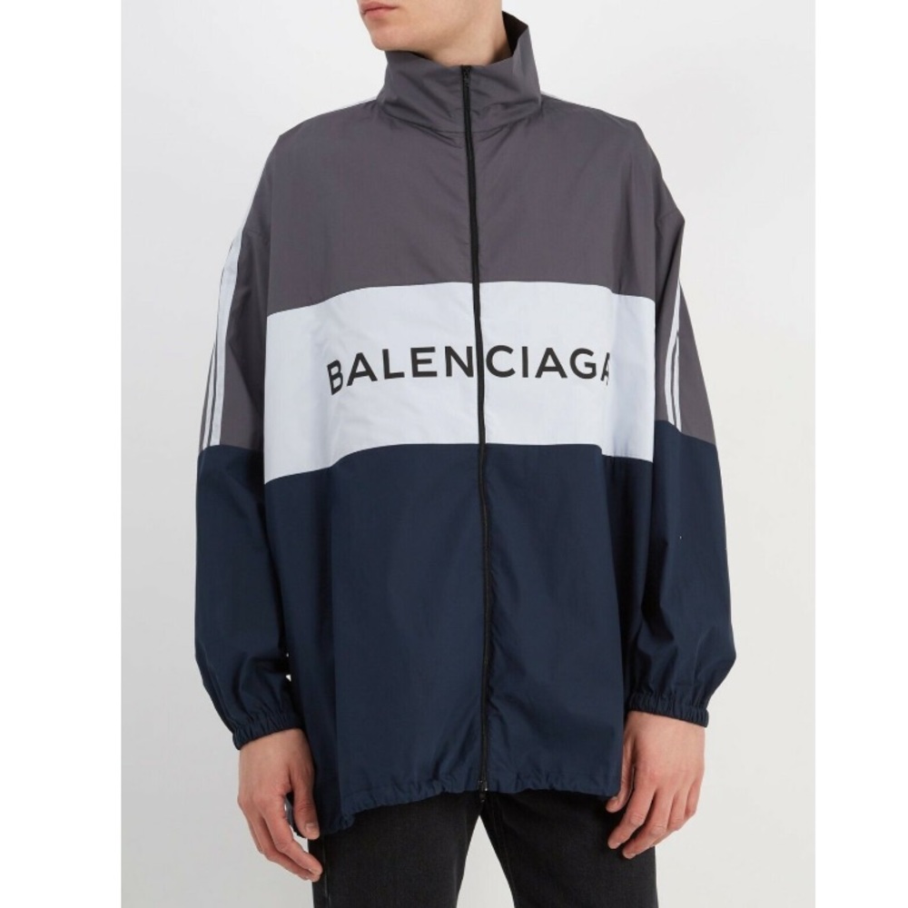 BALENCIAGA Colorblocked Cotton Oversized Track Jacket